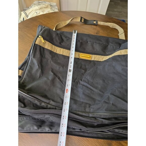 Verdi Tweed & Leather Folding 2-Suiter Garment Bag with Shoulder Strap - Picture 3 of 13